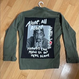 Custom made army style jacket with Poetic Justice patch